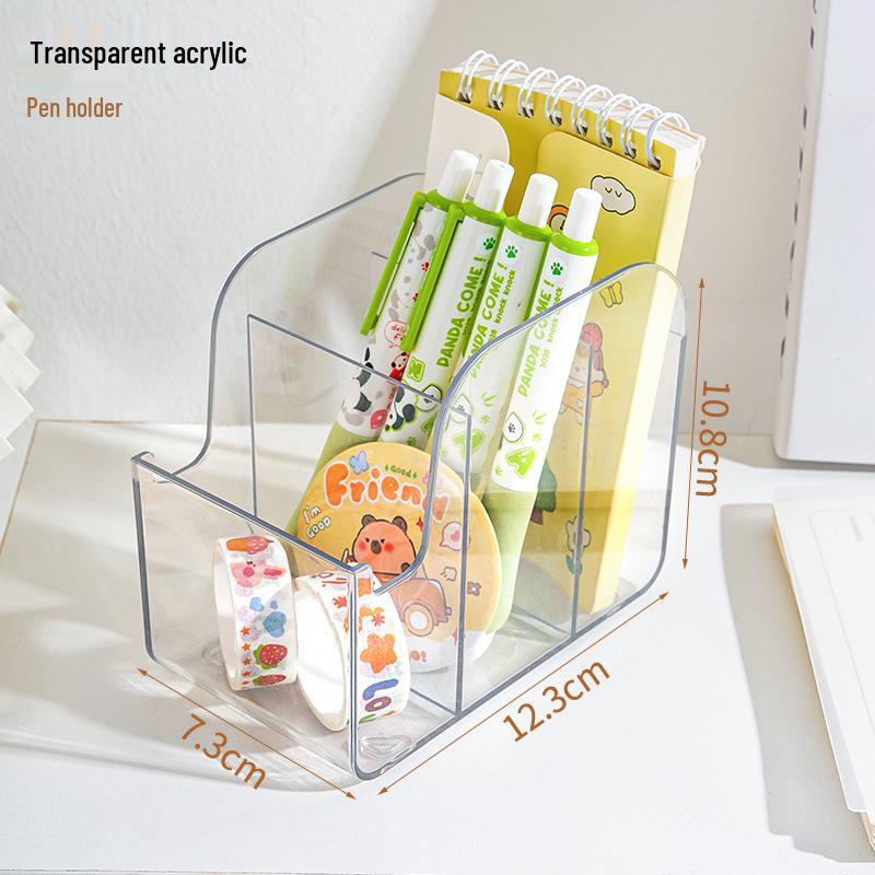 Transparenter Acryl-Stiftehalter mit mehreren Fächern - Kreativ, Große Kapazität, DIY Schreibtisch-Aufbewahrungsbox.