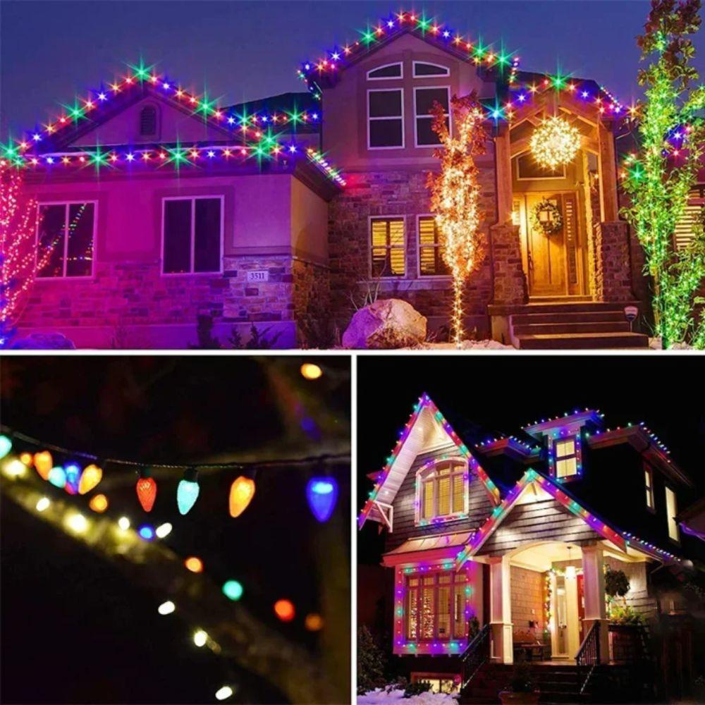 50 LED Solar Christmas Lights 5m Length 8 Modes Fairy Lights Waterproof Multi-Color Strawberry Lights Outdoor Decoration