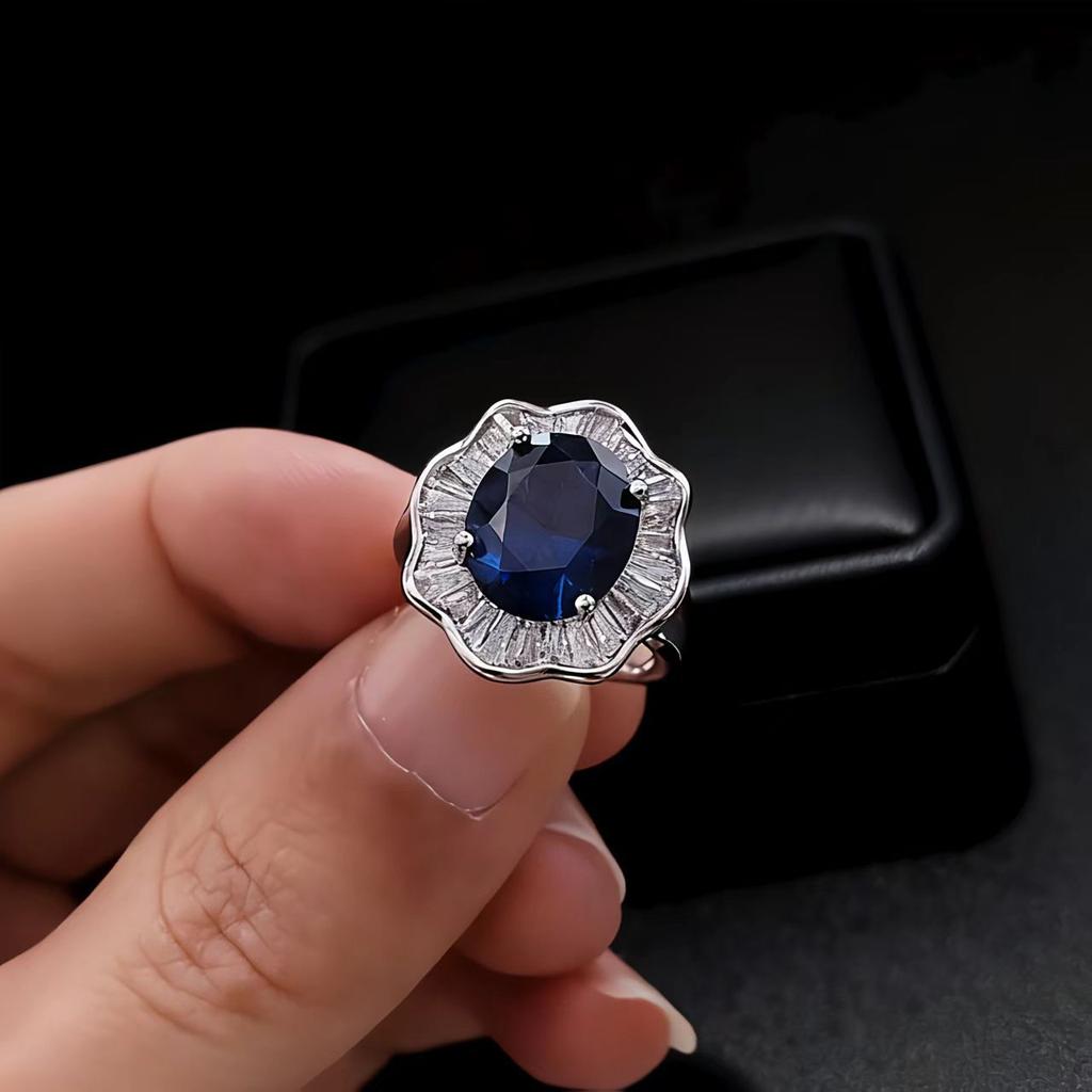 Imitation Natural Ruby Sapphire Ring Women's Fashion Coconut Round High Carbon Diamond Ring Jewelry