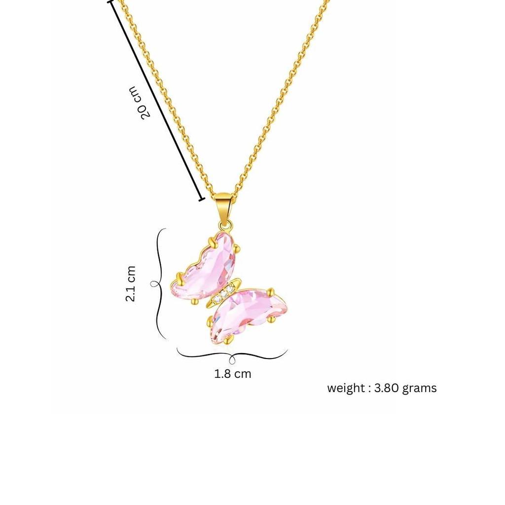 Rose Gold Plated Stylish Butterfly Jewellery Necklace Set for Women, Birthday Gift for girls and women