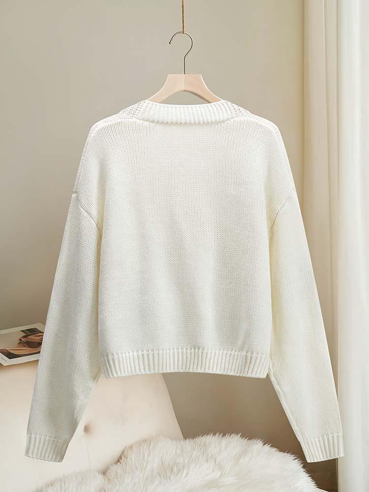 Cross2026 Autumn/Winter Plus Size Floral Knit Cardigan for Women