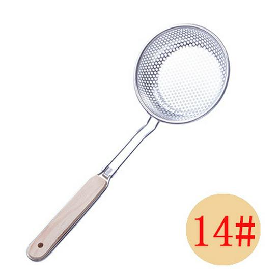 

Stainless Steel Skimmer with Wooden Handle - Oil Filter, Mesh Separator, and Hot Pot Strainer for Dumplings and Noodles.