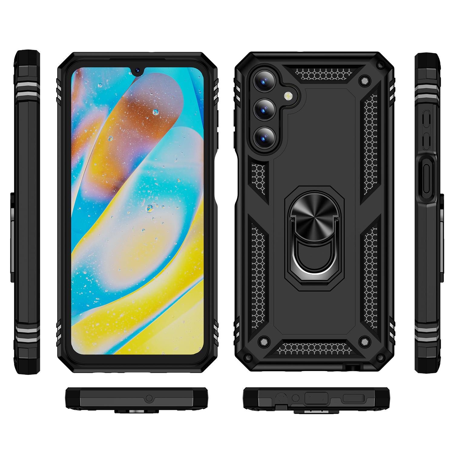 

For Samsung Galaxy A15 5G Case PC+TPU Shockproof Phone Cover with Kickstand Black