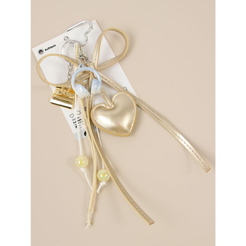 Premium sense pu bow love mini bag pendant ins wind mini earphone bag pendant keychain
