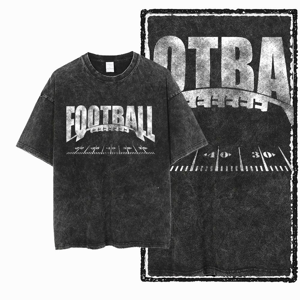 American Football Theme Vintage Graphic Printed Big Size Black Cotton Unisexs Retro TShirt G