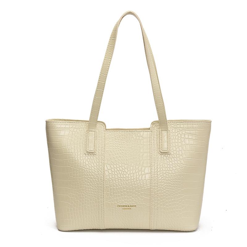Premium Sense Solid Color Simple Crocodile Pattern Large Capacity Tote Bag Women's 2025 New Trend Fashion Versatile Shoulder Bag