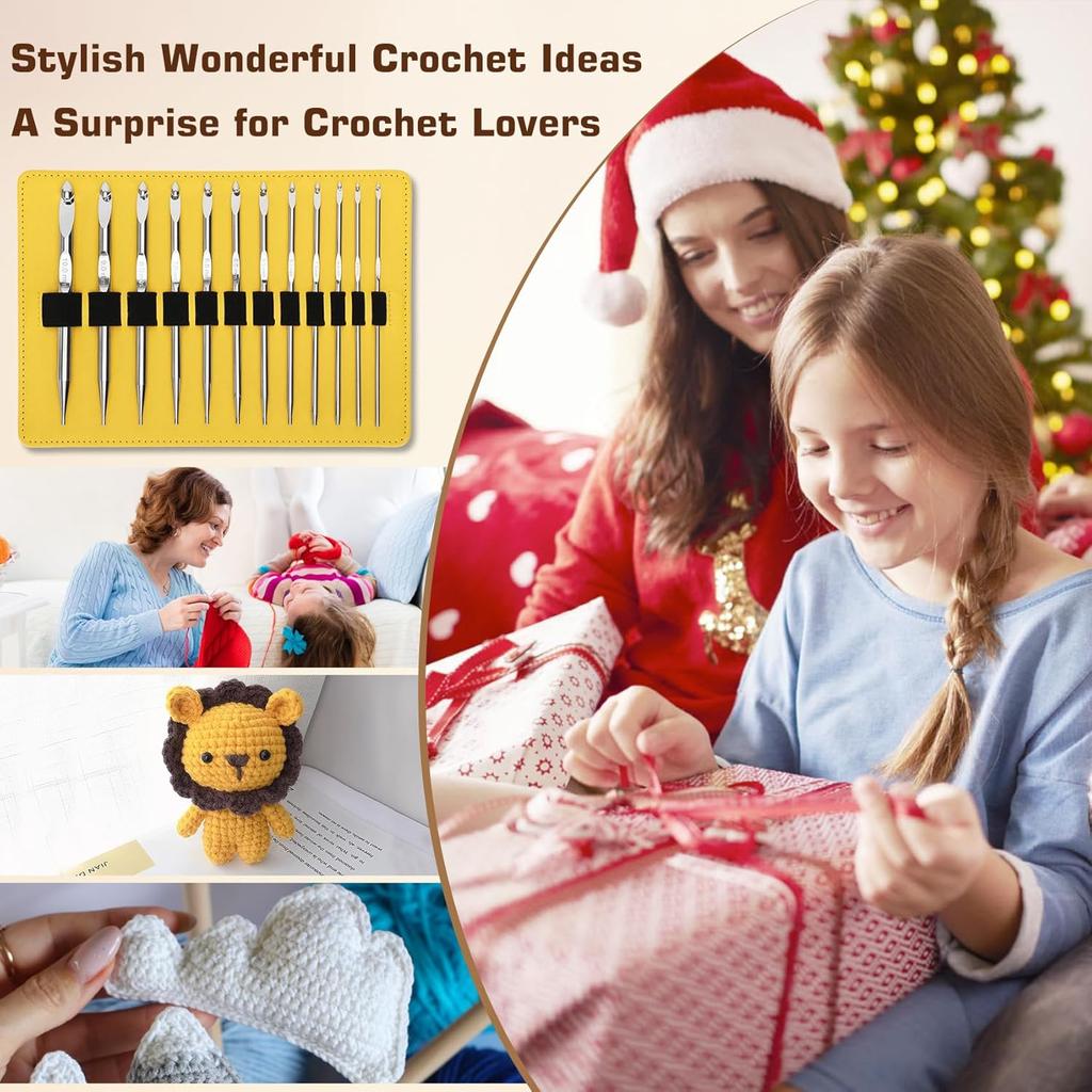Tunisian Crochet Hook Set, Interchangeable Tunisian Crochet Hooks Set with Cable 3.0mm-10.0mm, 12 Sizes Metal Tunisian Crochet Hooks, Ergonomic