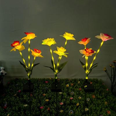 Design à Prova d'Água Luzes Solares de Jardim Luzes Solares de Estaca Lâmpadas de Estaca Narciso Plantas Artificiais Narciso