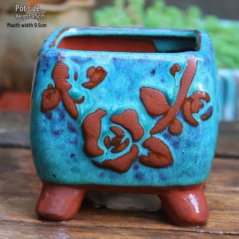 Handmade Retro Zisha Ceramic Pot for Succulents, Orchid, and Asparagus - Breathable Small Flower Pot