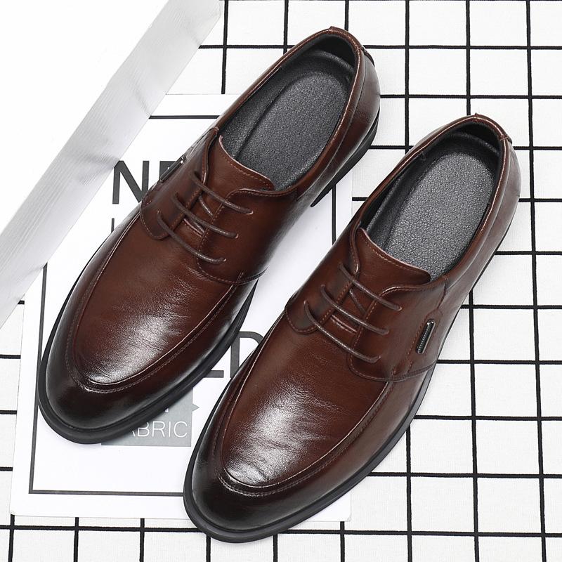Leather Shoes Men's Style Derby British Style Groom's Wedding Autumn Low Cut Pointed Formal Business Men's Shoes