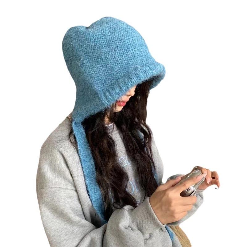 Solid Color Balaclava Hat Women's Winter Ear Protection and Cold Protection Wool Hat Thickened Warm Knitted Hat