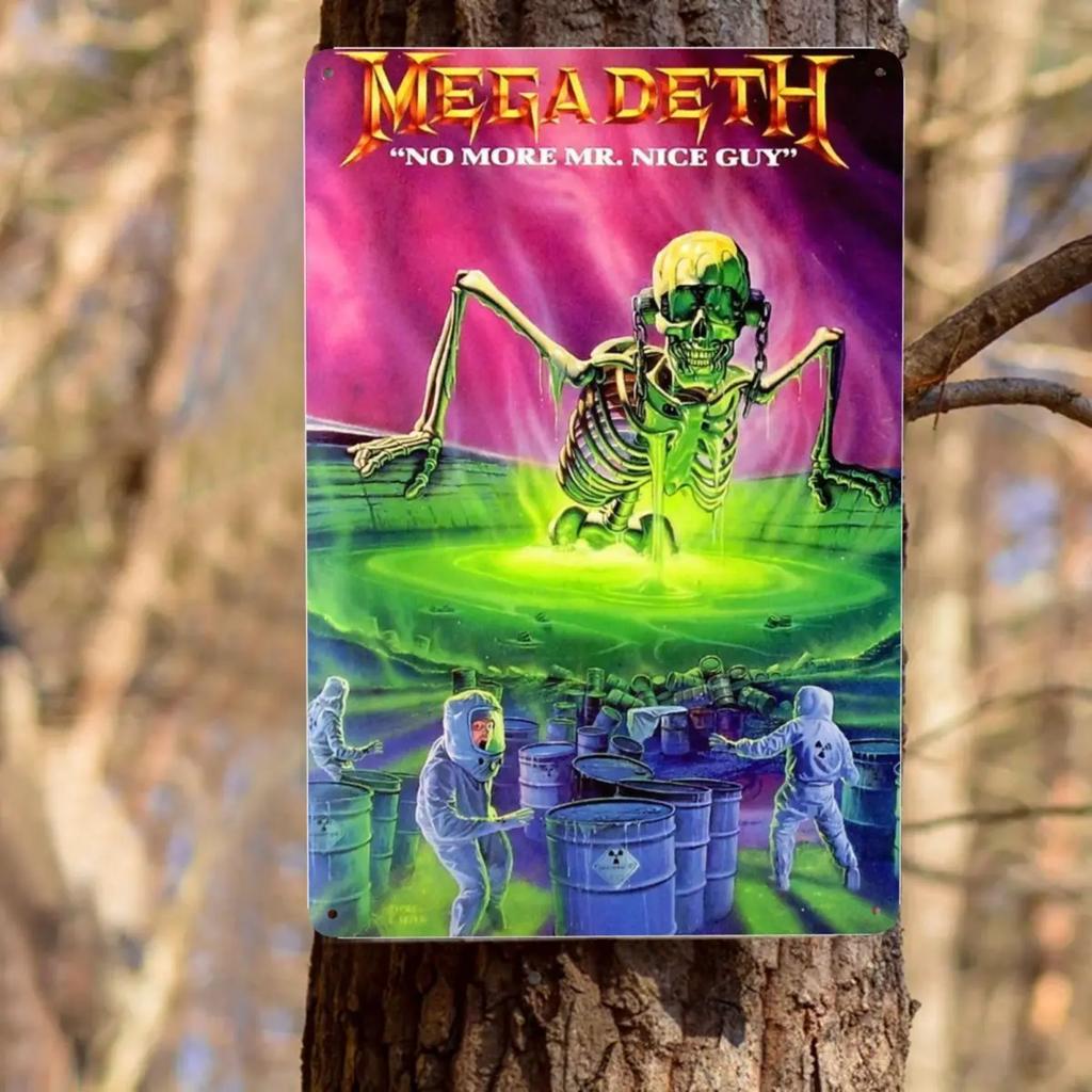 Megadeths Skull Metal Tin Sign Custom Retro Heavy Metal Band Plaque for Pub Cafe Yard Man Cave Bar Home Decor