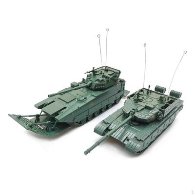 2Pcs 1/72 Armored Tank Toy Chariot Model Puzzle Tracked Crawler for Gift Table Scene