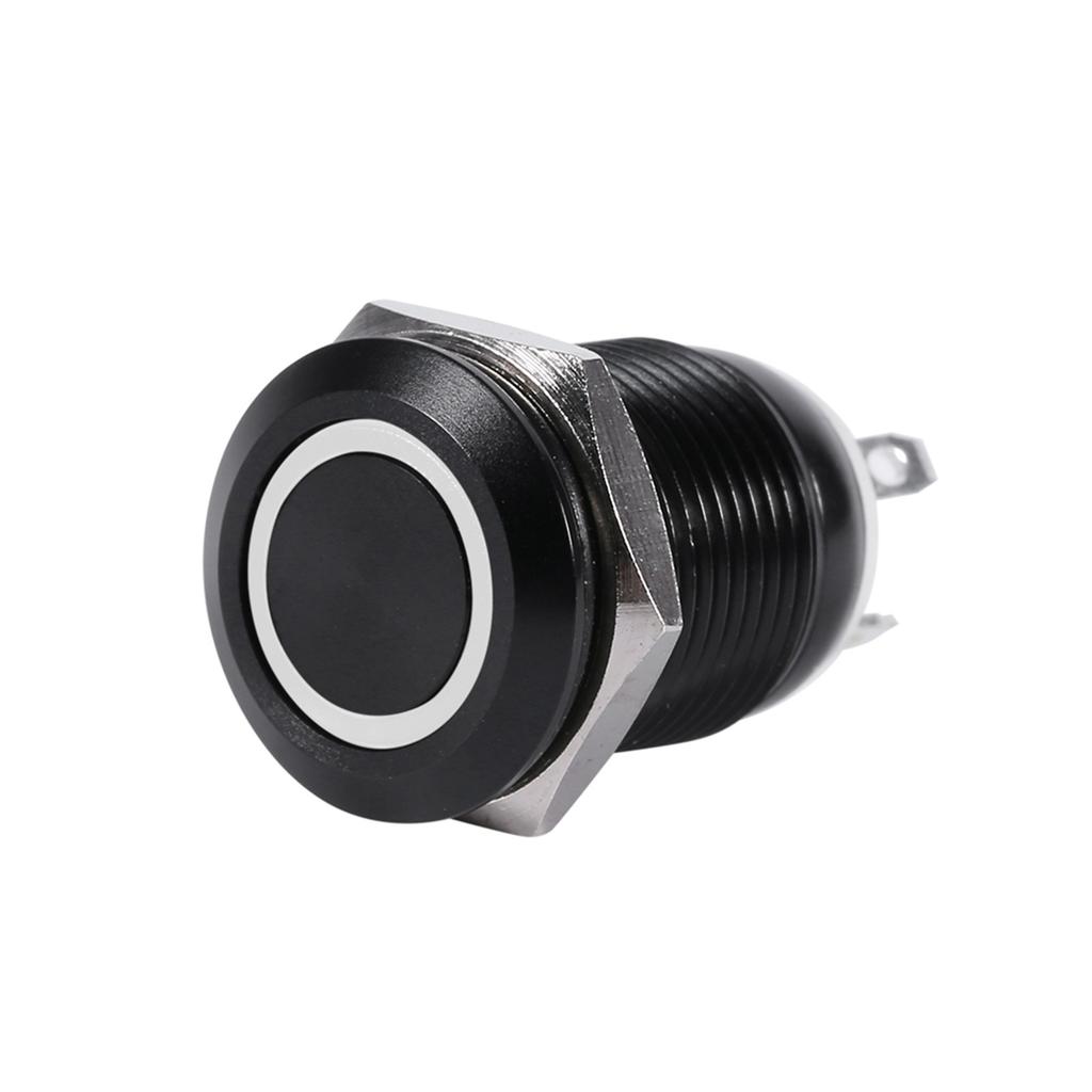 Car 12mm LED Light Momentary Push Button   Toggle Black Case 2A