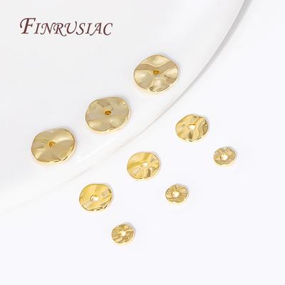 4/5/8MM 18K Gold Plated Wave Flat Spacer Beads,Wave Curling Round Bead Separators DIY Beading Jewelry Making