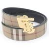 Excellent BURBERRY Belt Nova Check TB Logo Buckle Reversible Beige Used