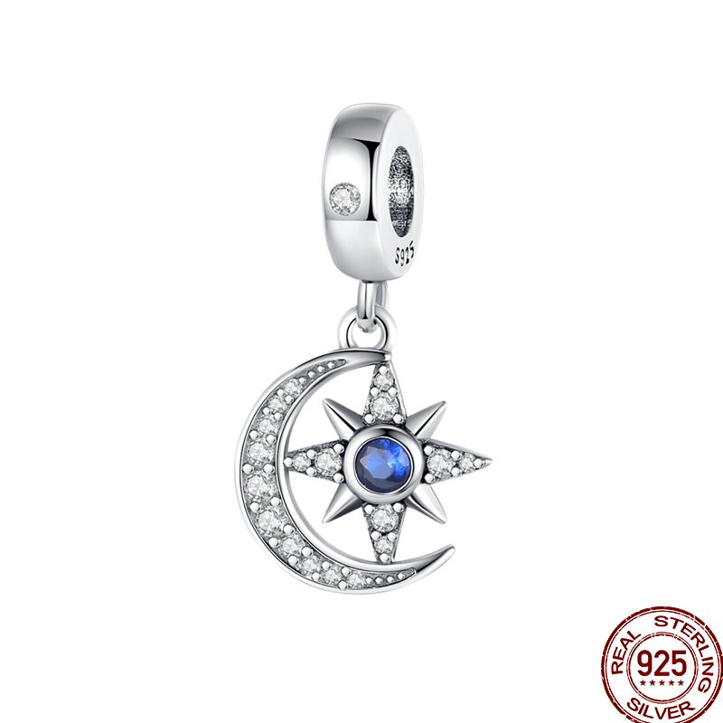 Copper Blue Mountains Airplane Stars Moon Blessing Charm Beads Suitable For 3Mm Original Bracelet Diy