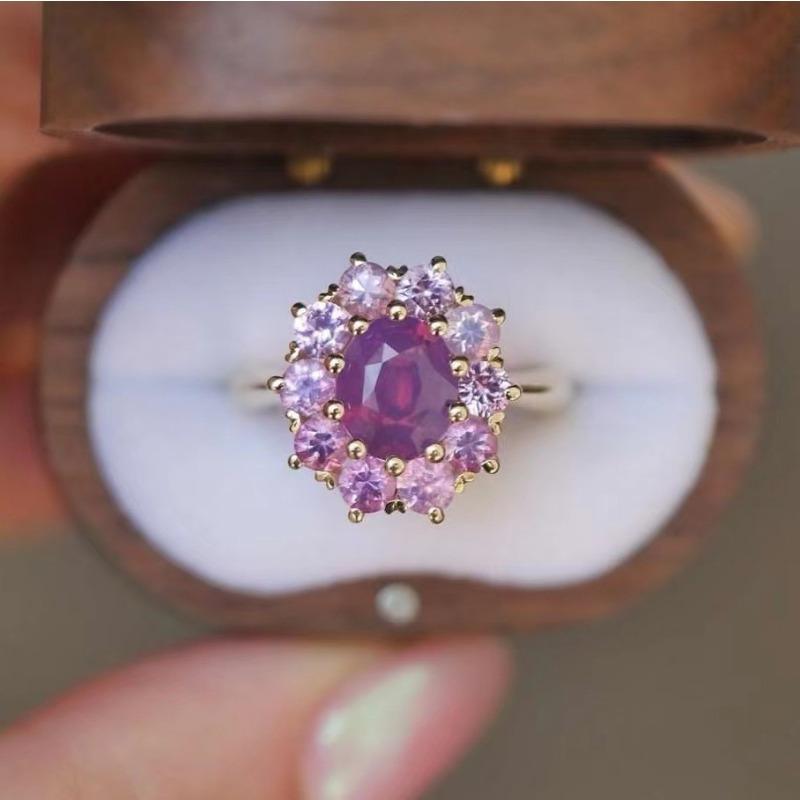 

1Pc Fashionable Fashion Ring, Inlaid with Multi-color Synthetic Zircon, Fashionable and Simple 10 золотой