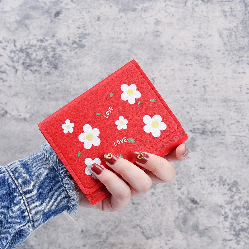 Fresh Printed Women s Tri-Fold Wallet - Japanese & Korean Style красный