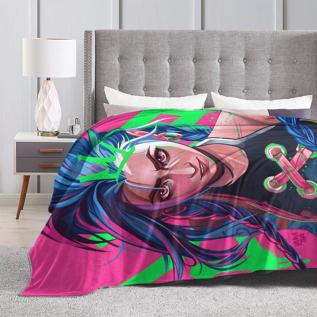 Arcane Blankets Viktor Game Anime Jinx Jayce Caitlyn Jesus Soft Warm Plush Throw Blanket For Couch Bed Flannel Bedspread