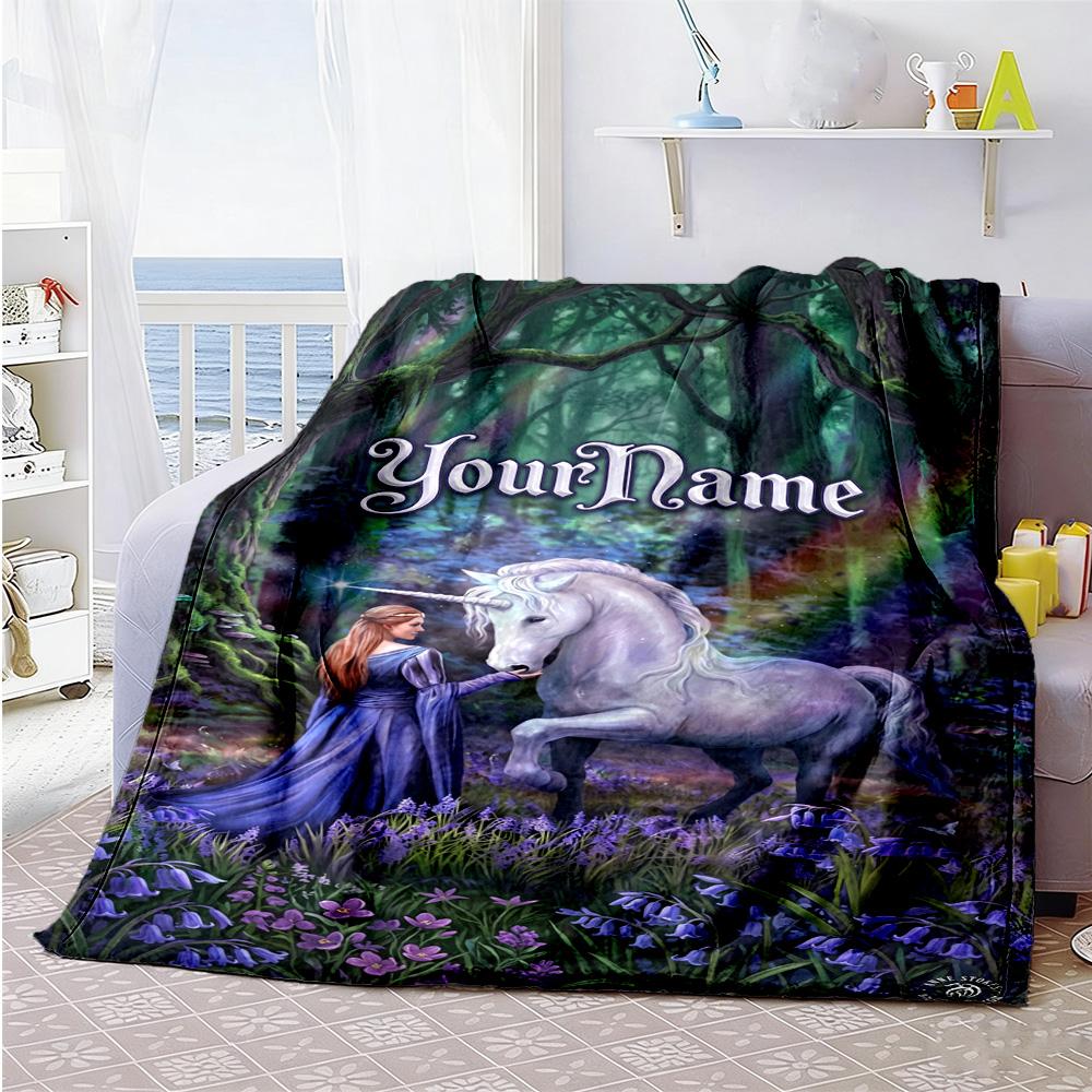 Gothic Illustrations Personalized Name Blanket Lightweight Customizable Blanket Comfortable Versatile for Office Bedding Living Room Sofa