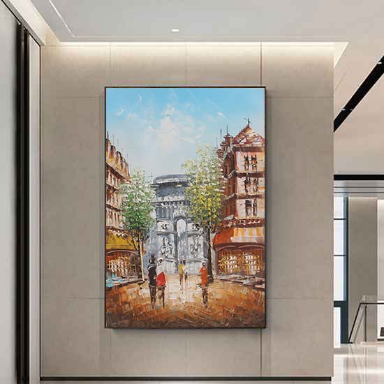 Nordic Vintage Oil Painting Eiffel Tower Black and White Landscape Painting Canvas Print Wall Art Picture for Living Room Decor