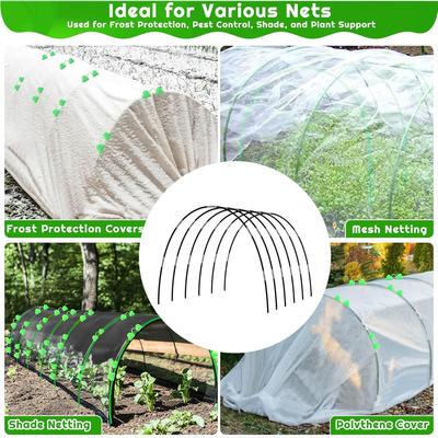 Garden Hoops Raised Beds Long Greenhouse Grow Tunnel Fiberglass Support Frame Fabric Netting DIY Plant Support Garden Stakes