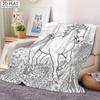 1 pezzo Coperta da colorare a cavallo Adatta per letto, divano e viaggio - Morbido plaid equestre in flanella con motivi di cavalli e prati, Pagine attività da colorare per A