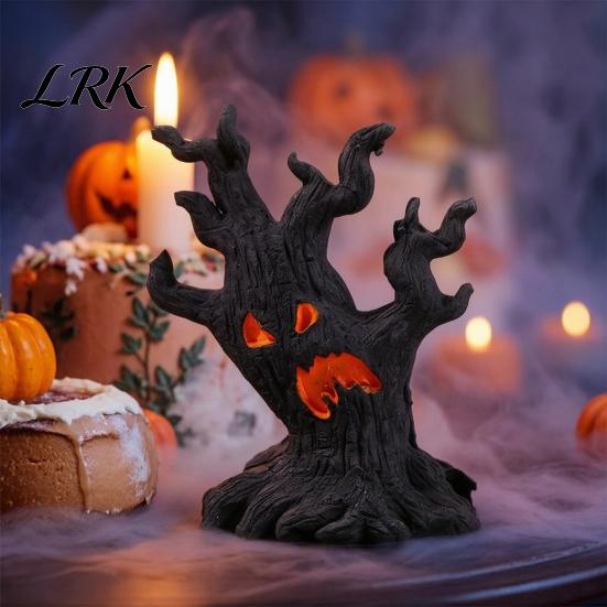 Miniature Sand Table Landscaping Halloween Tree Demons Ornaments, Resin Micro Landscape Figures, Dark Gothic Window Display Props Forest Ghost