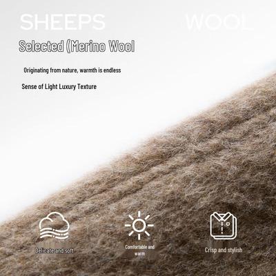 Sancai Women's Lamb Wool Blend Double-Breasted Winter Coat