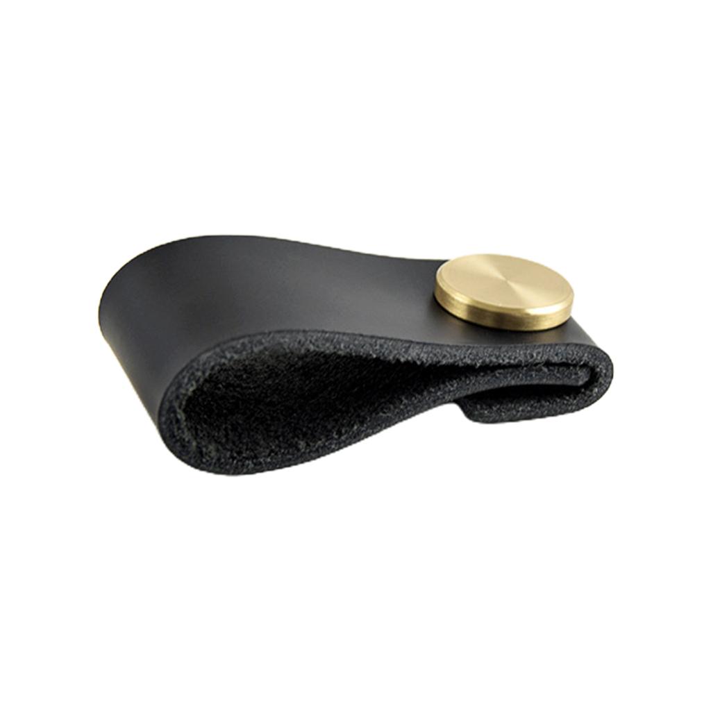 

Nordic Furniture Door Wardrobe Handle Handmade Leather Pulls Cabinet Cupboard Knobs with Screws Adjustable Spacing чорний