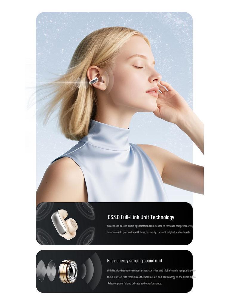 2025 AI Translation Noise-Canceling Bluetooth Ear Clip Earbuds with Long Battery Life for Sports