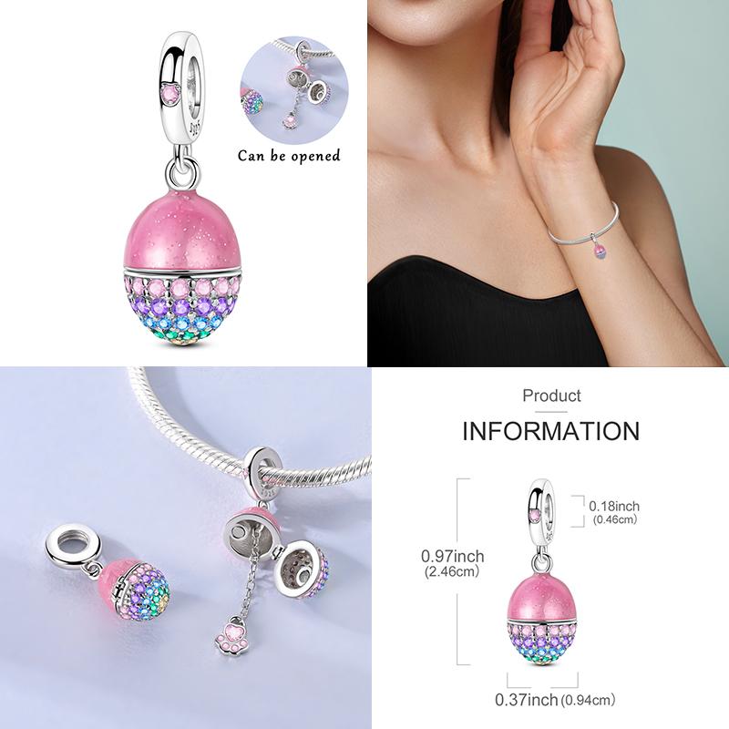 New In Charms Copper Pink Love Heart Girls Pendant Charms Bead Fit Original Bracelet For Women Diy Jewelry Gift