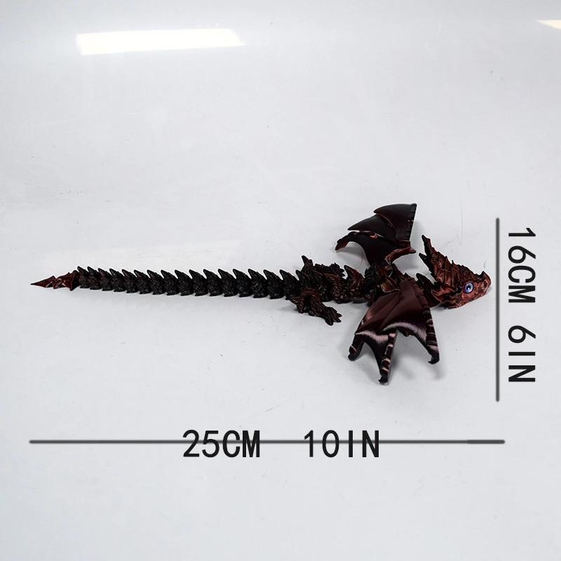 3D Printed Flying Dragon Figurine with Movable Joints & Wings Poseable Dragon Desktop Ornament Collectible Toys