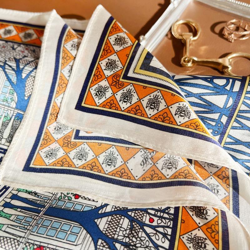 Spring New Silk Printed Silk Scarf High Quality Mulberry Silk Square Scarf Business Gift Shawl