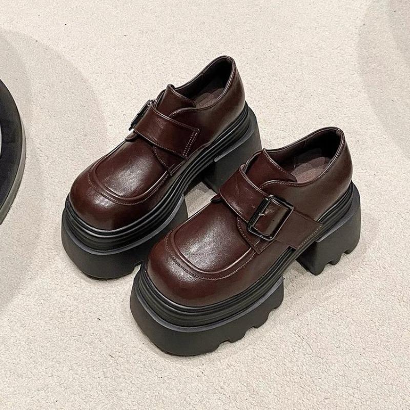 Coarse-leather Women's New Style Versatile Height-increasing Shoes