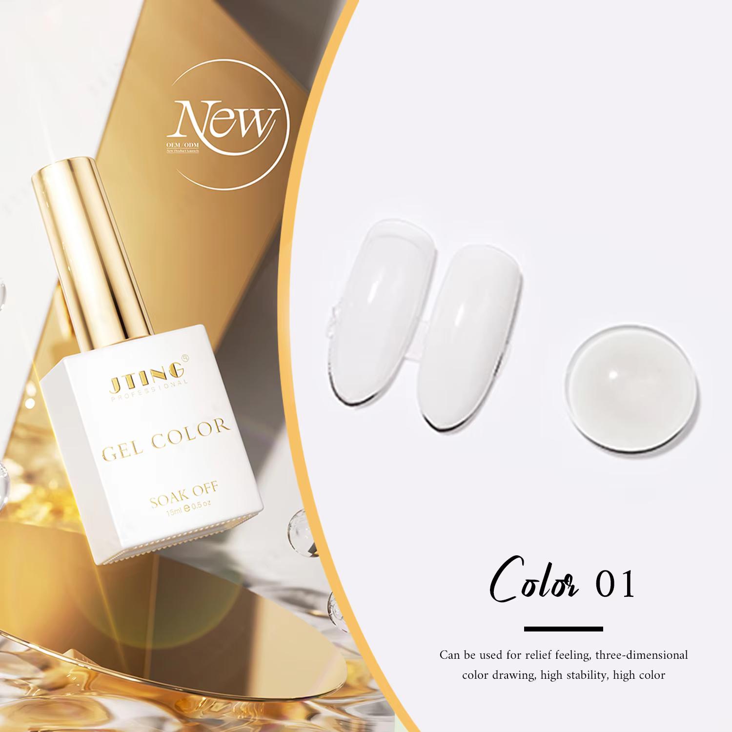 JTING New Arrival high quality 4 colors 15ml nude pink top coat gel polish bottle ODM design private special brand