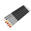 6Pcs Dual-Ended Nail Art Brush Set Black Handle Multi-Type Tips For Liner Uv Gel Painting Carving Manicure Tools Professional