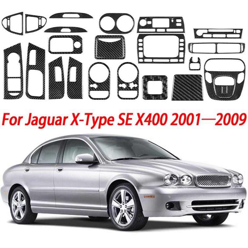 Pour Jaguar X-Type X400 2001-2009 Fibre de Carbone Accessoires Intérieur de Voiture Console CD Leve-Vitre Garniture Panneau Lumière de Lecture Autocollant