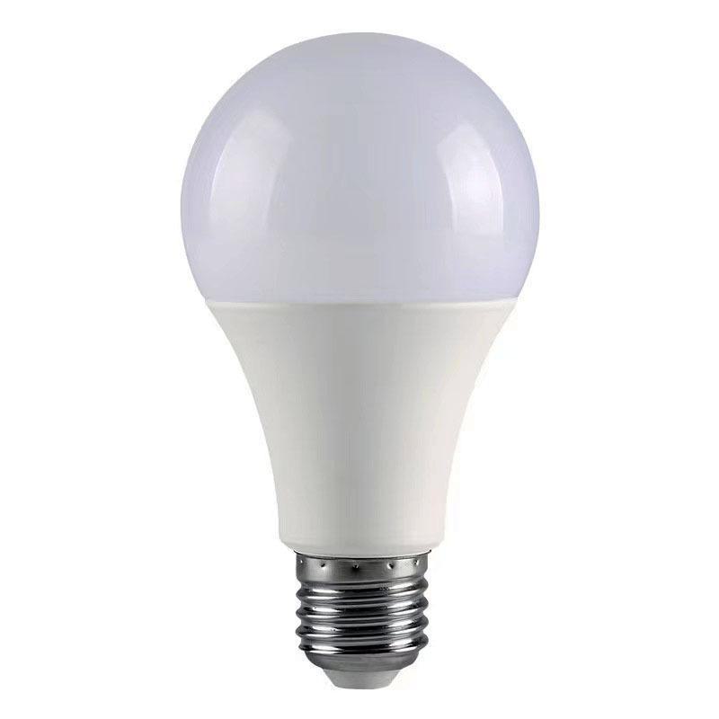 Energy-efficient LED bulb with linear constant current, plastic-coated aluminum design, suitable for household use with E27 screw base.