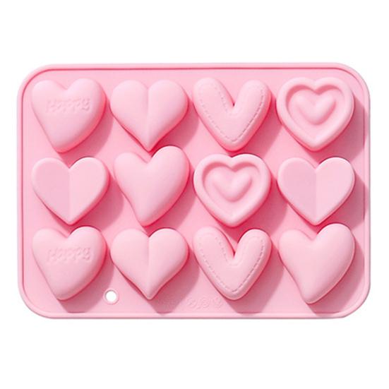 Cake Mold 12-Cavity Heat-resistant Non-stick Good Toughness Quick to Demold 6 Heart