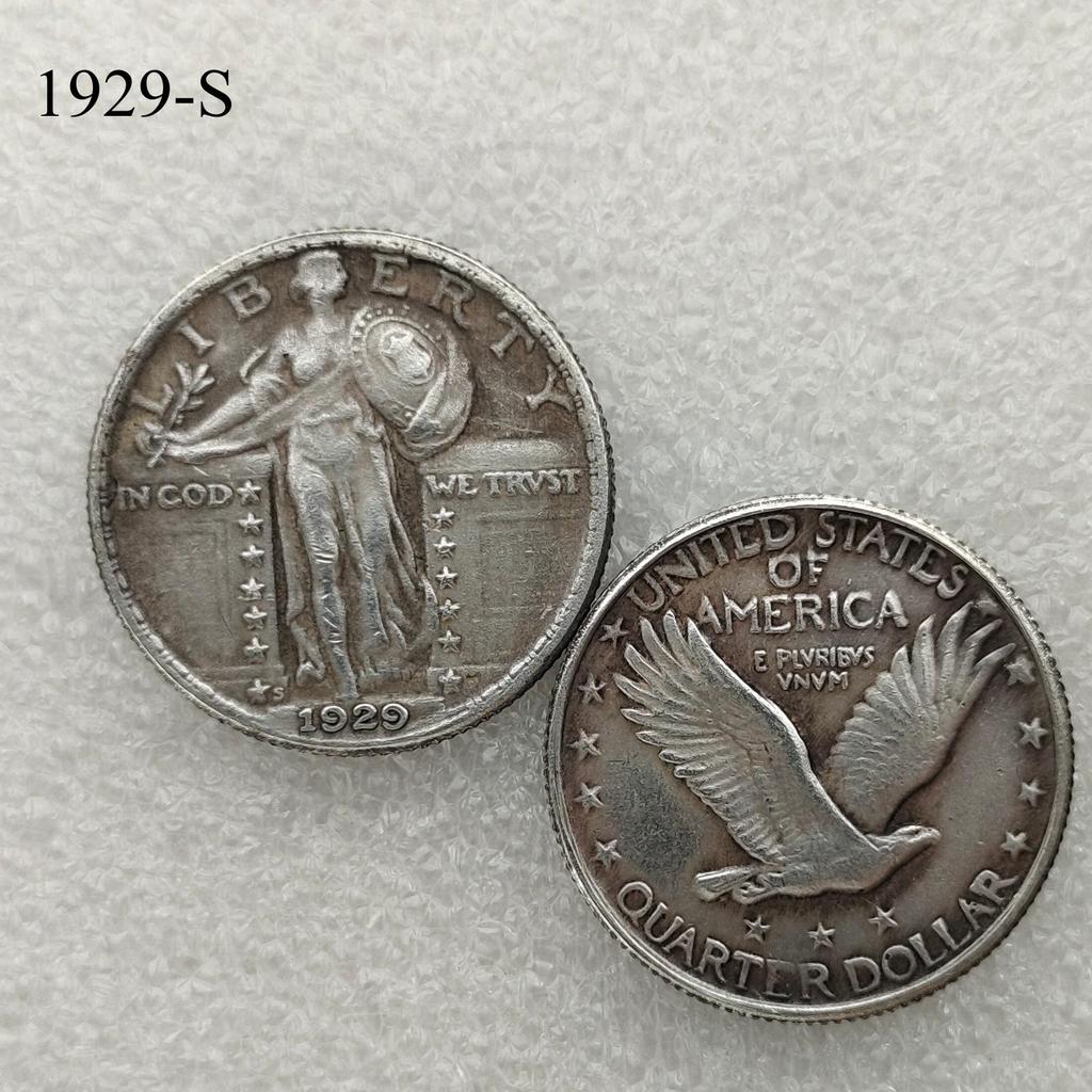 Antique American Liberty 25 Cents Coin, 1916-1930, Optional Brass or Silver Plated