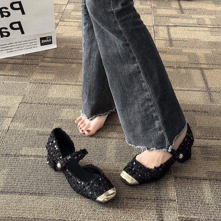 

[youshilai] French Mary Jane women s shoes 2025 new Xiaoxiangfeng single shoes spring shallow high heels 34