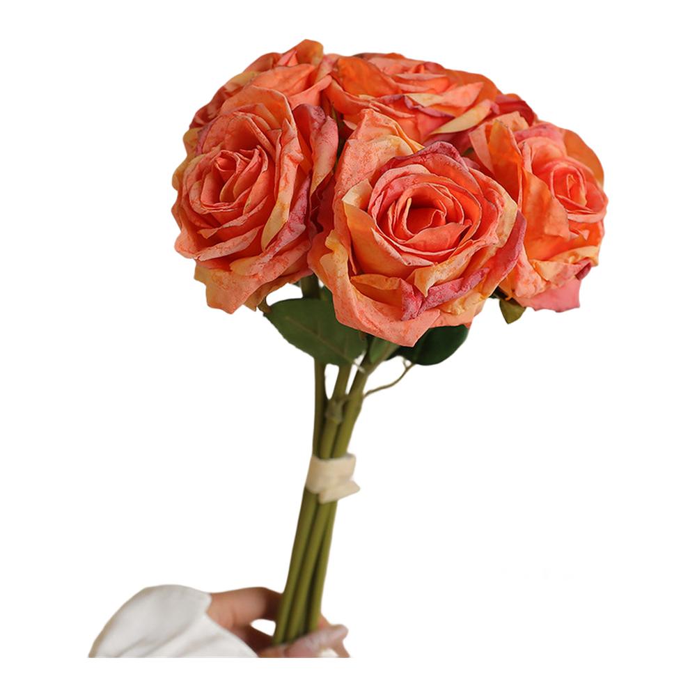 

Artificial Wedding Bouquets Artificial Silk Rose Bouquet Photography Props Flexible Wire Stems Multiple Layered Petals оранжевый