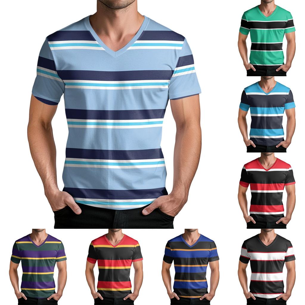 Men's Fashion Printed V-Neck Short Sleeve T-Shirt