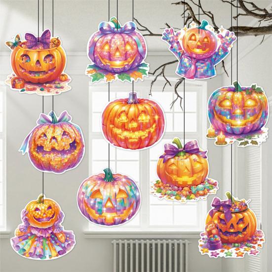 Halloween Hanging Decoration Pumpkin Bow Realistic Pattern Spiral Tags Home Party Festivals Decoration
