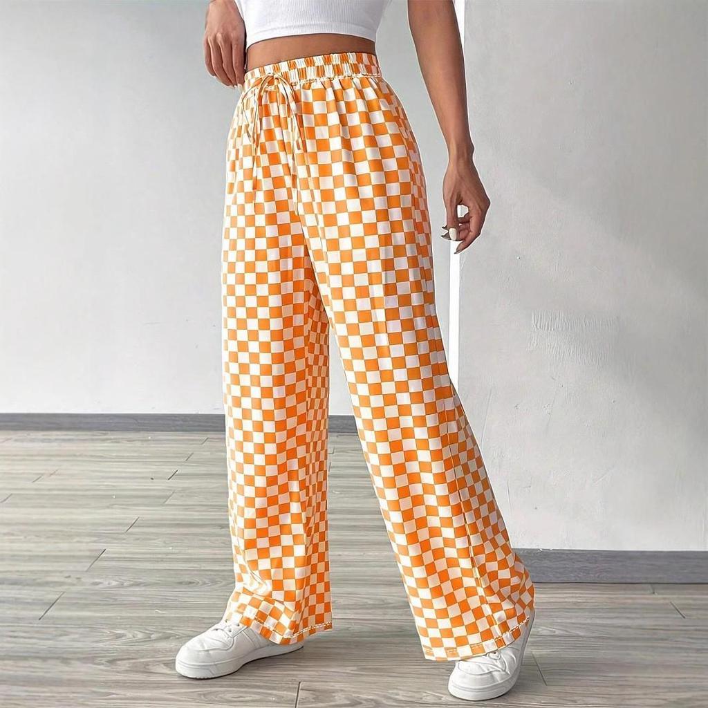 Pantalones de Mujer de Cuadros de Tiro Alto y Pierna Recta - Moda Casual para Primavera, Otoño, Invierno y Vuelta al Cole