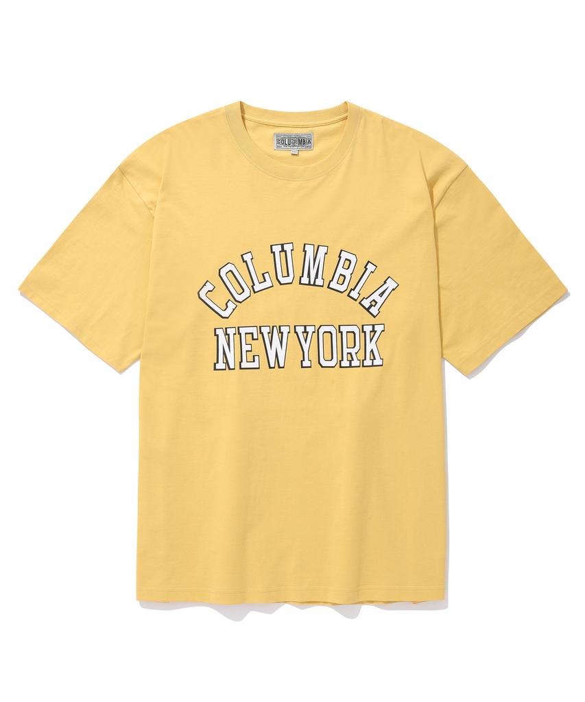 COLUMBIA UNIVERSITY New York Arch Logo S/S T-Shirts Vintage Yellow