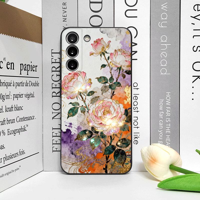 Retro Flower Hibiscus Golden Ink Painting Phone Case for OnePlus 12 13 R 11 10 9 Pro Nord 4 CE5 CE2 ACE2 ACE3 Frosted Soft Cover