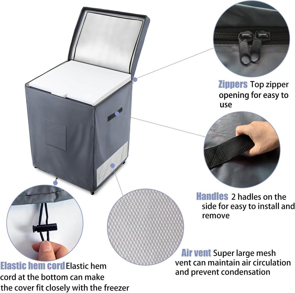 Funda Resistente al Agua 210D para Congelador Exterior, 7.0 Pies Cúbicos con Cremallera Superior